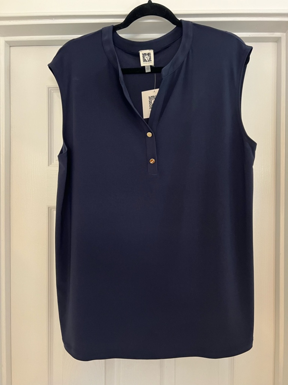 Anne Klein Navy Sleeveless Shirt